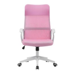 Silla de Oficina Ergonómica con Respaldo en PU Rosa y Tejido 3D Rosa, Reposacabezas Ajustable - Medidas 57,5x54x104-114 cm