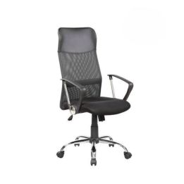 Silla de Oficina Ergonómica con Respaldo Alto en Símil Piel Negra, Regulable en Altura - Medidas 59x60x110-120 cm