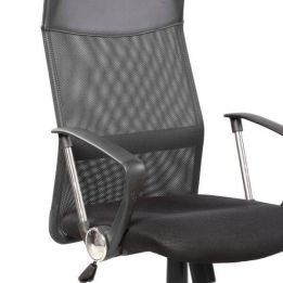 Silla de Oficina Ergonómica con Respaldo Alto en Símil Piel Negra, Regulable en Altura - Medidas 59x60x110-120 cm