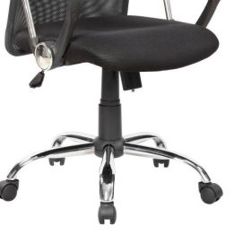 Silla de Oficina Ergonómica con Respaldo Alto en Símil Piel Negra, Regulable en Altura - Medidas 59x60x110-120 cm