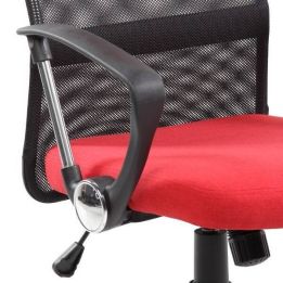 Silla de Oficina Ergonómica con Respaldo Alto en Símil Piel Negra y Roja, Regulable- Medidas 59x60x110-120 cm