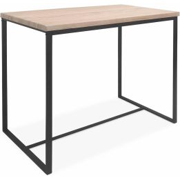 Conjunto de Mesa y 4 Taburetes con Estructura Metálica, Tapa y Asientos en MDF Roble - Mesa 100x60x86 cm, Taburete 43x30x60 cm