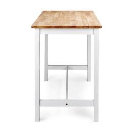 Mesa Alta de Madera Lacada en Blanco Mate con Tapa en Color Roble - Medidas 108x60x91 cm