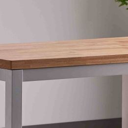 Mesa de Cocina Fija con Tapa de 3,6 cm de Grosor y Patas Metálicas Blancas -Medidas 110x70x75 cm