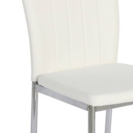 6 Sillas de Comedor con Relleno de Espuma, Tapizado en Símil Piel Blanco y Patas Metálicas Cromadas - Medidas 44x91,5x47 cm