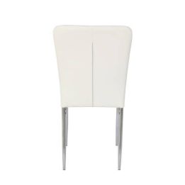 6 Sillas de Comedor con Relleno de Espuma, Tapizado en Símil Piel Blanco y Patas Metálicas Cromadas - Medidas 44x91,5x47 cm