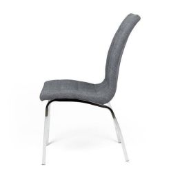 Juego de 4 Sillas Tapizadas en Símil Piel Gris Claro  con Patas Cromadas, Asiento y Respaldo Ergonómicos- Medidas 43x63x97 cm