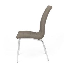 Juego de 4 Sillas Tapizadas en Símil Piel Marrón con Patas Cromadas, Asiento y Respaldo Ergonómicos- Medidas 43x63x97 cm