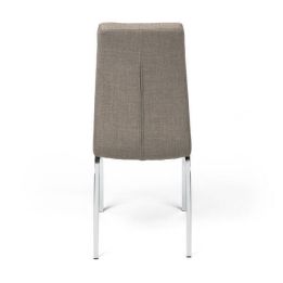 Juego de 4 Sillas Tapizadas en Símil Piel Marrón con Patas Cromadas, Asiento y Respaldo Ergonómicos- Medidas 43x63x97 cm