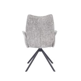 Juego de 2 Sillas con Brazos Tapizadas en Tela Gris y Patas en Acabado Negro, Mecanismo Giratorio 180º-  Medidas 63x62x93 cm