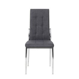 6 Sillas Tapizadas en Tela Gris con Asiento y Respaldo Acolchados, Patas Cromadas - Medidas 45x46x100 cm