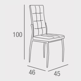 6 Sillas Tapizadas en Tela Gris con Asiento y Respaldo Acolchados, Patas Cromadas - Medidas 45x46x100 cm
