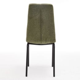 Juego de 4 Sillas con Estructura de Madera Tapizadas en Tela Verde Repelente al Agua y Patas Metálicas -Medidas 43x56x95 cm