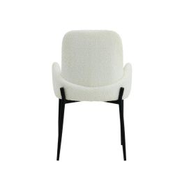 Juego de 2 Sillas con Brazos Tapizadas en Tela Blanca y Patas Metálicas Negras - Medidas 60x57x88 cm