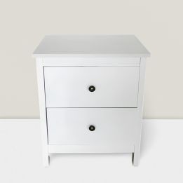 SALDO: Mesilla de Noche 2 Cajones Blanco 55cm x 48cm x 40cm
