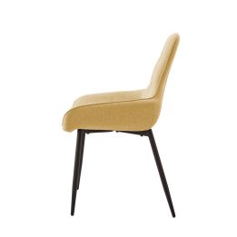 Pack de 4 Sillas Tapizadas en Tela Mostaza con Tratamiento Easy Clean, Asiento Reforzado Medidas 54x55x88 cm