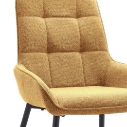 Pack de 4 Sillas Tapizadas en Tela Mostaza con Tratamiento Easy Clean, Asiento Reforzado Medidas 54x55x88 cm