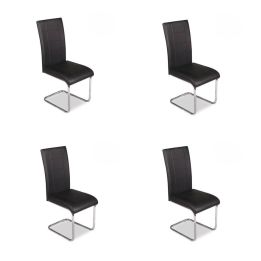 Pack de 4 Sillas de Madera Contrachapada con Relleno de Espuma, Tapizadas en Tela Negra, Patas de Cromo, Medidas 43x49x102 cm