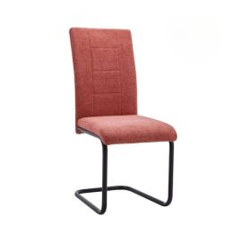 Pack de 4 Sillas de Madera Contrachapada con Relleno de Espuma, Tapizadas en Tela Coral, Patas Negras, Medidas 43x49x102 cm