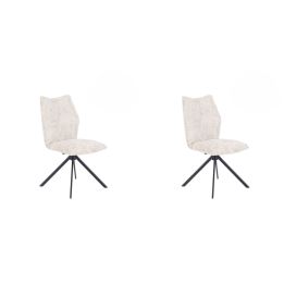 Pack de 2 Sillas Tapizadas en Tela Beige, Patas Negras, Asiento y Respaldo Ergonómicos y Acolchados Medidas 63x48x93 cm
