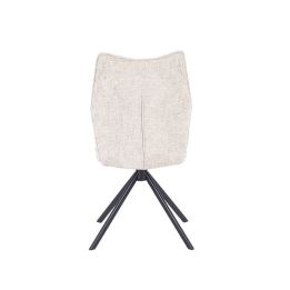 Pack de 2 Sillas Tapizadas en Tela Beige, Patas Negras, Asiento y Respaldo Ergonómicos y Acolchados Medidas 63x48x93 cm
