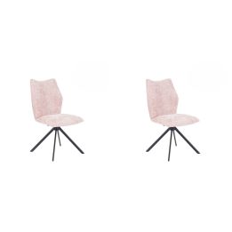 Pack de 2 Sillas Tapizadas en Tela Rosa, Patas Negras, Asiento y Respaldo Ergonómicos y Acolchados Medidas 63x48x93 cm