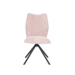 Pack de 2 Sillas Tapizadas en Tela Rosa, Patas Negras, Asiento y Respaldo Ergonómicos y Acolchados Medidas 63x48x93 cm