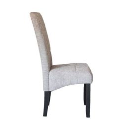 Pack de 2 Sillas Tapizadas en Tela Gris con Patas Negras, Acolchado Cuadrado en Respaldo y Asiento, Medidas 47x62x106.5 cm