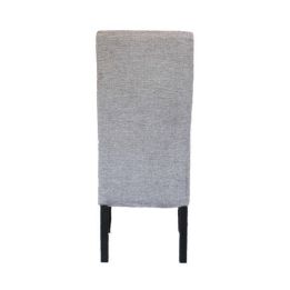 Pack de 2 Sillas Tapizadas en Tela Gris con Patas Negras, Acolchado Cuadrado en Respaldo y Asiento, Medidas 47x62x106.5 cm