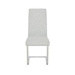 Pack de 4 Sillas Tapizadas en Símil Piel Gris Claro con Pata de Tubo Ovalado en Acabado Cromo, Medidas 46x54x110 cm