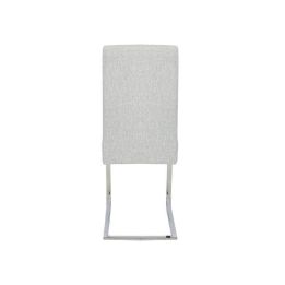 Pack de 4 Sillas Tapizadas en Símil Piel Gris Claro con Pata de Tubo Ovalado en Acabado Cromo, Medidas 46x54x110 cm