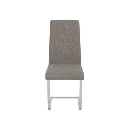 Pack de 4 Sillas Tapizadas en Símil Piel Gris Oscuro con Pata de Tubo Ovalado en Acabado Cromo,Medidas 46x54x110 cm