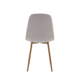 Pack de 4 Sillas con Estructura Tapizada en Tela Beige Claro, Patas Metálicas con Acabado Madera, Medidas 44x53x86 cm