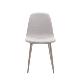 Pack de 4 Sillas con Estructura Tapizada en Tela Beige Claro, Patas Metálicas con Acabado en crema, Medidas 44x53x86 cm