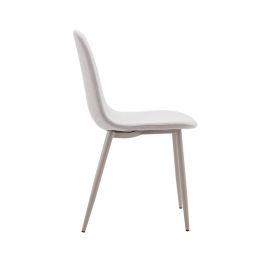 Pack de 4 Sillas con Estructura Tapizada en Tela Beige Claro, Patas Metálicas con Acabado en crema, Medidas 44x53x86 cm
