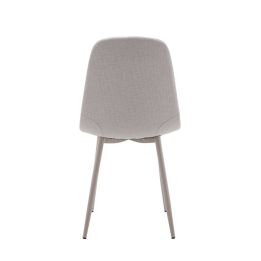 Pack de 4 Sillas con Estructura Tapizada en Tela Beige Claro, Patas Metálicas con Acabado en crema, Medidas 44x53x86 cm