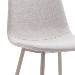 Pack de 4 Sillas con Estructura Tapizada en Tela Beige Claro, Patas Metálicas con Acabado en crema, Medidas 44x53x86 cm