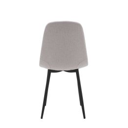 Pack de 4 Sillas con Estructura Tapizada en Tela Beige Claro, Patas Metálicas con Acabado Negro, Medidas 44x53x86 cm