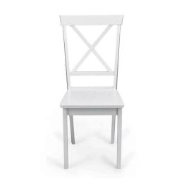 Pack de 2 Sillas de Madera Lacada en Blanco Mate, Diseño Moderno y Elegante, Medidas 42,5x53,94 cm