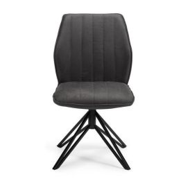 Pack de 2 Sillas con Respaldo y Asiento Tapizados en Tela Gris, Pata Metálica en Acabado Negro Mate, Medidas 62,5x52x93 cm