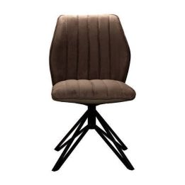 Pack de 2 Sillas con Respaldo y Asiento Tapizados en Tela Marron, Pata Metálica en Acabado Negro Mate, Medidas 62,5x52x93 cm