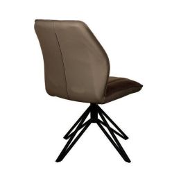 Pack de 2 Sillas con Respaldo y Asiento Tapizados en Tela Marron, Pata Metálica en Acabado Negro Mate, Medidas 62,5x52x93 cm