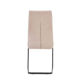 Pack de 4 Sillas de Madera con Relleno de Espuma, Tapizadas en Tela Beige, Patas Metálicas Negras, Medidas 44x60x99 cm