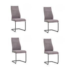 Pack de 4 Sillas de Madera con Relleno de Espuma, Tapizadas en Tela Gris, Patas Metálicas Negras, Medidas 44x60x99 cm