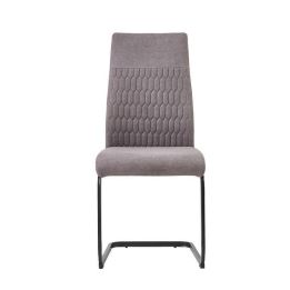 Pack de 4 Sillas de Madera con Relleno de Espuma, Tapizadas en Tela Gris, Patas Metálicas Negras, Medidas 44x60x99 cm