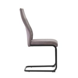 Pack de 4 Sillas de Madera con Relleno de Espuma, Tapizadas en Tela Gris, Patas Metálicas Negras, Medidas 44x60x99 cm