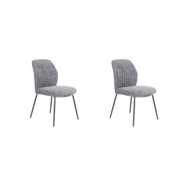 Pack de 2 Sillas Tapizadas en Tela Gris con Patas en Acabado Negro, Asiento y Respaldo Ergonómicos, Medidas 61x47x89 cm