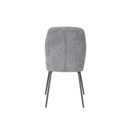 Pack de 2 Sillas Tapizadas en Tela Gris con Patas en Acabado Negro, Asiento y Respaldo Ergonómicos, Medidas 61x47x89 cm