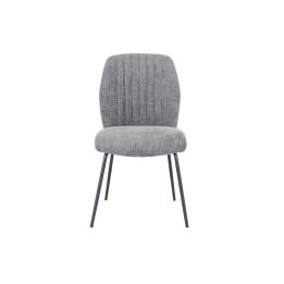 Pack de 2 Sillas Tapizadas en Tela Gris con Patas en Acabado Negro, Asiento y Respaldo Ergonómicos, Medidas 61x47x89 cm