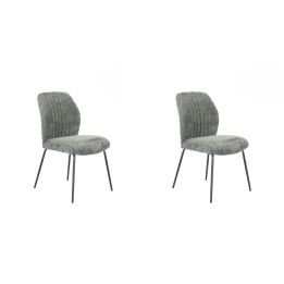 Pack de 2 Sillas Tapizadas en Tela Musgo con Patas en Acabado Negro, Asiento y Respaldo Ergonómicos, Medidas 61x47x89 cm